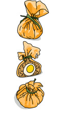 Delicious ekado fry food  from Japan, Made from Quail eggs and chicken meat wrapped by tofu skin