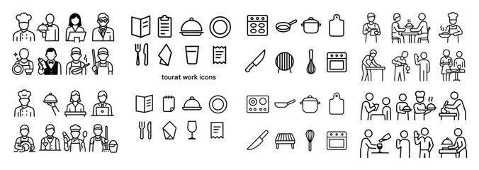 Restaurant outline icons collection