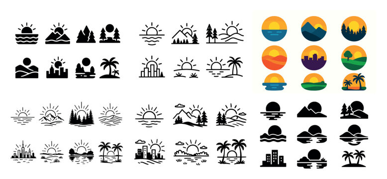Sun and nature icon collection