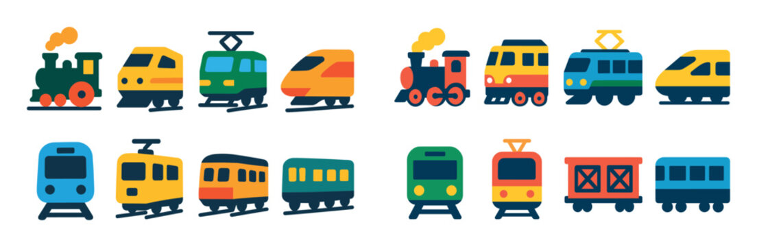 Colorful Train Icons