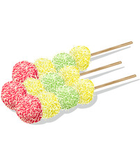 Colorful ongol-ongol sweet and chewy cassava steamed Snack with coconut Sprinkles
