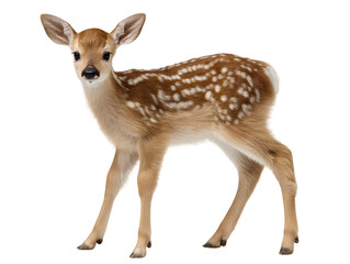 Fototapeta premium Female roe deer standing isolated on a white background