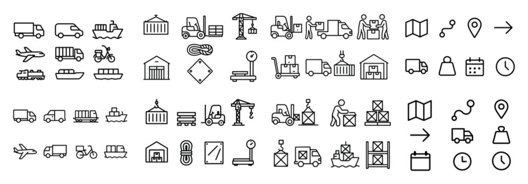 Transport and logistics icon set