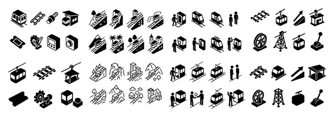 Fototapeta premium Isometric transportation icons set