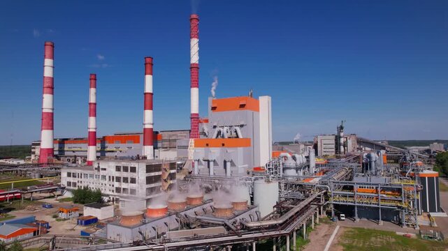 General view of the thermal power plant in summer