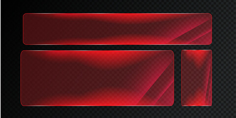 Abstract red transparent glass panel with soft light effect