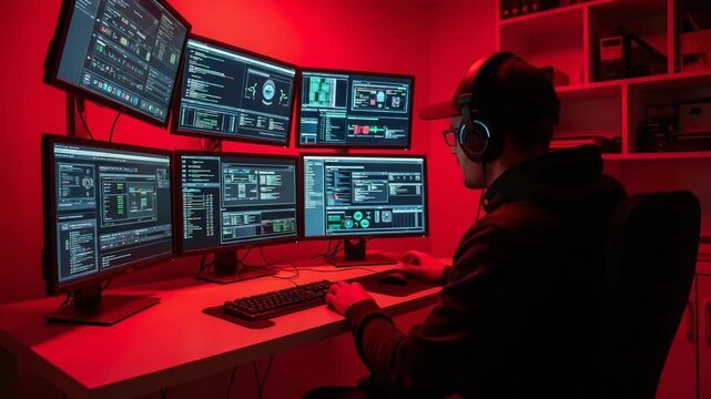 engaging coder monitors setup working in dim red light