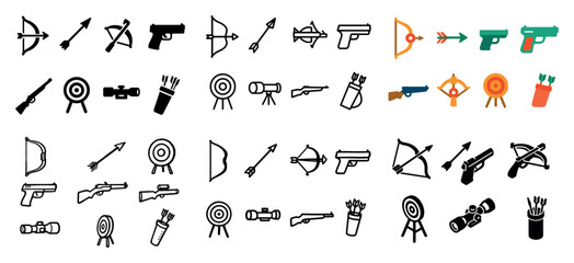 Archery and shooting icons collection