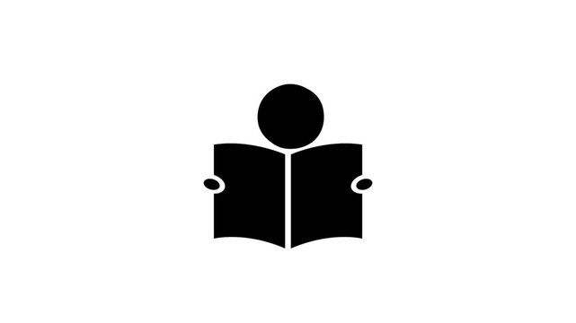 Man Focused on Reading Book, People with Open Books icon loop animation video