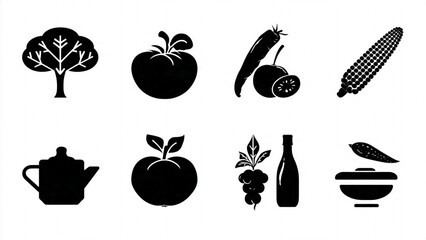 vegetables icons set