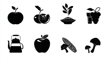 fruit and vegetables icons set