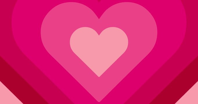 Valentine's Day card with hearts and French text "Je t'aime" with fancy - retro typography. On moving hypnotic Hearts background. Seamless Psychedelic hearts for Valentines day concept. 