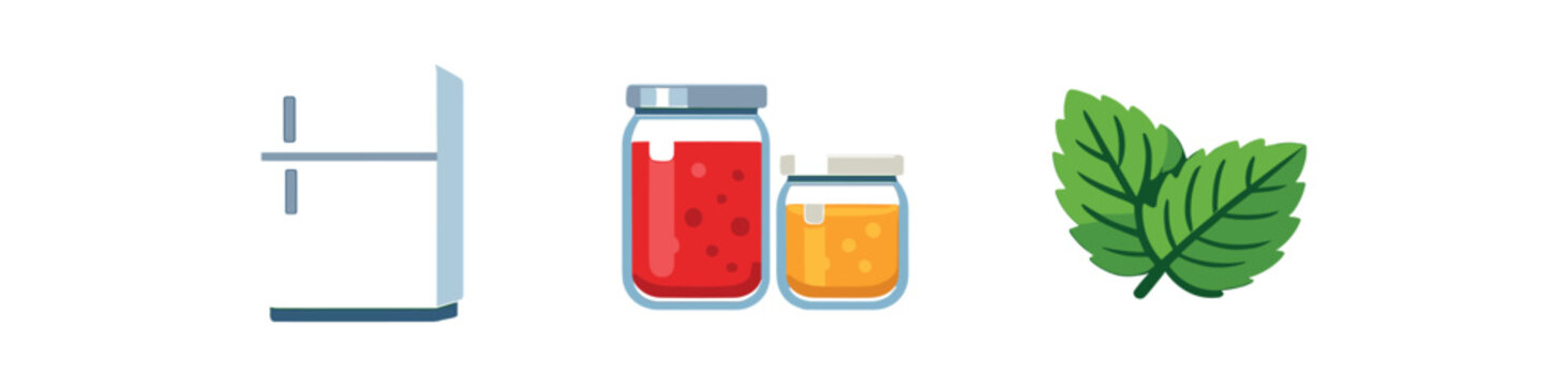 full color flat fridge white jars clear leaf mint