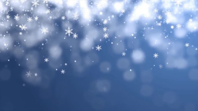 Winter Wonderland Falling Snowflakes with Sparkling Bokeh Background