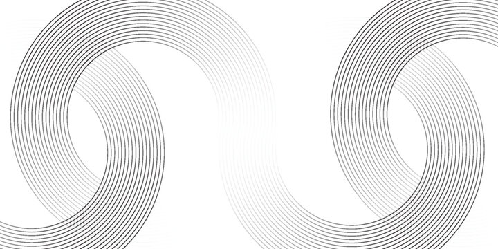 Abstract white background with black circle rings. Black circle lines pattern. Futuristic technology concept. Suit for cover, poster, banner, brochure, header, website