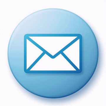 A round cyan blue button, symbolizing an email icon