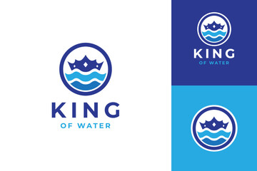 Ocean King Water Logo with Blue Circle Shape Design Concept © Local Vector