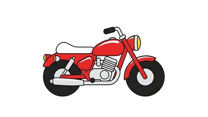 Obraz premium Red classic motorcycle side view illustration.