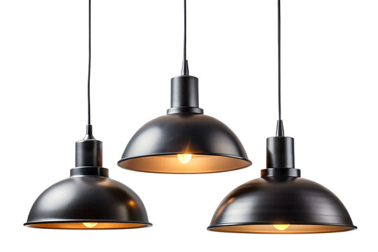 Set of modern black hanging lamps, isolated on white background.png