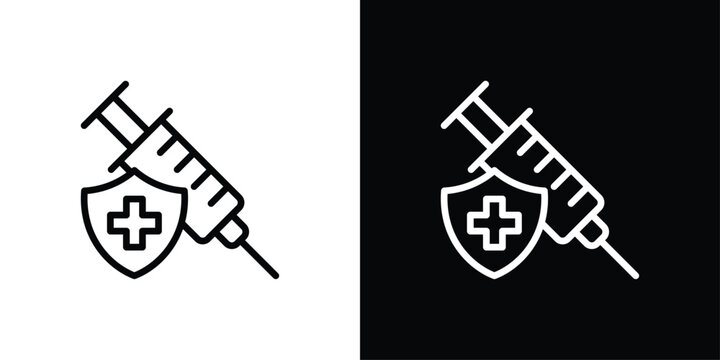 Vaccination Icon Sheet Black And White