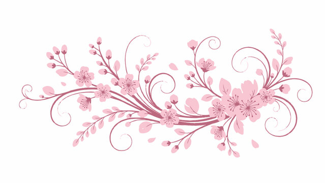 Pink Cherry Blossom Swirls and Petals - Spring Floral Decoration