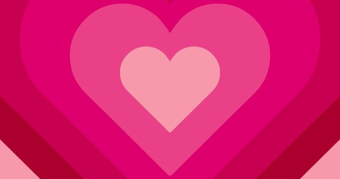 Valentine's Day card with hearts and French text "Je t'aime" with serif typography. On moving hypnotic Hearts background. Seamless Psychedelic hearts for Valentines day concept. 