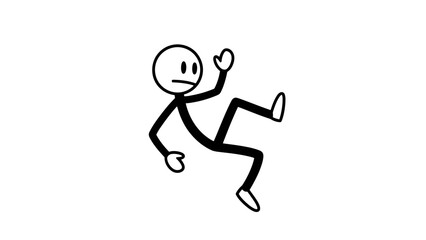 Simple stick figure character running with a frowning expression.
