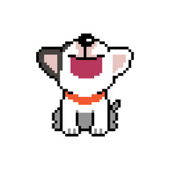 Pixel art happy dog vector in retro style