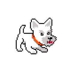 Pixel art cute dog vector in retro style