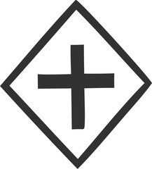 Fototapeta premium High-quality traffic rule cross, plus sign vector icon isolated with transparent background, perfect for UI kits, infographics, and safety presentations.