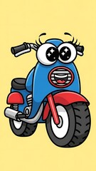 Obraz premium Fun cartoon blue motor scooter character.