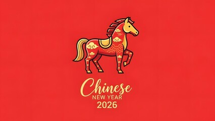 Vibrant Chinese New Year 2026 illustration with horse
