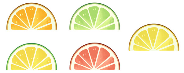 fresh lime lemon and pomelo fruits illustration collection and colorful fruit set with transparent background png