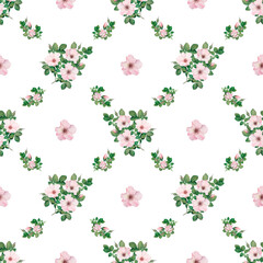 Seamless Floral Pattern with Delicate Pink Roses