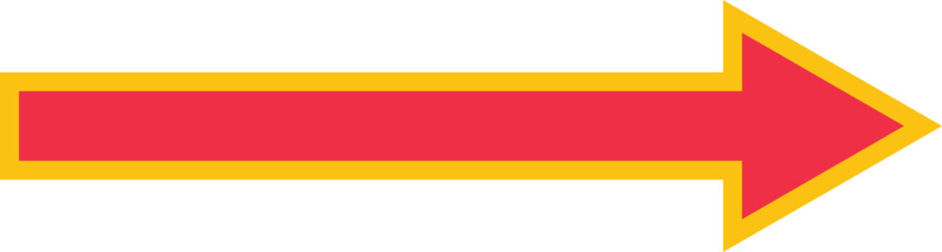 A large red arrow pointing to the right with a yellow border
