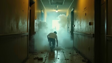 Dim escape scene footage from the fire scene