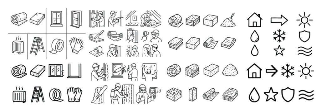 Home insulation icons and tools guide