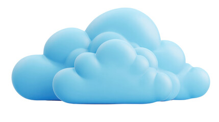 Fototapeta premium Stylized 3D rendering of a cluster of soft blue cartoon clouds on a black background weather white