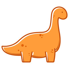 Cute Orange Long Neck Dinosaur Illustration Vector Cartoon © azhar