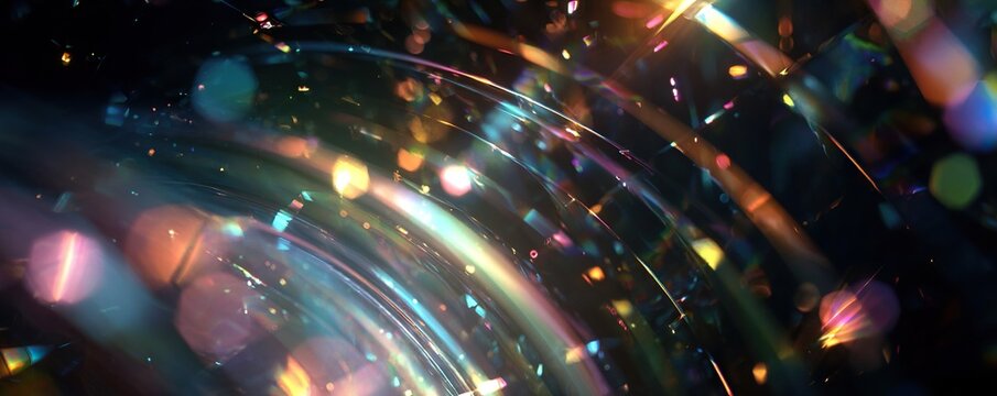 Modern abstract technology background with glowing curved lines and bokeh