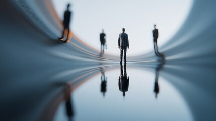 Corporate Vision & Leadership: Representing a leader standing firm amidst a rapidly changing or "warped" industry landscape.