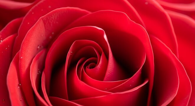 Stunning close-up of a vibrant red rose with delicate water droplets - Powered by Adobe