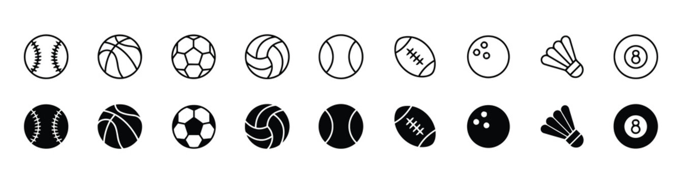 Collection of 16 black and white oval shaped icons or symbols