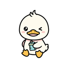 Adorable Duck Holding Milk Bottle