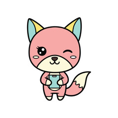 Fototapeta premium Cute Pink Fox Vector Illustration