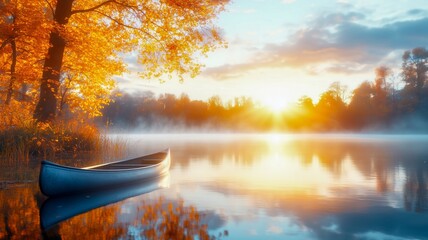 Landscape Peaceful Nature Mountains Lake Canoe Scenery