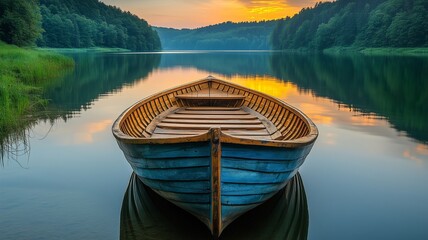 Landscape Peaceful Nature Mountains Lake Boat Scenery