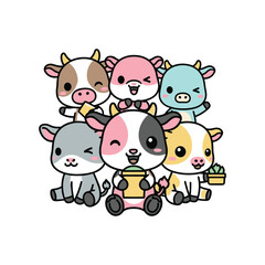 Obraz premium Adorable Animal Friends in Vector Illustration
