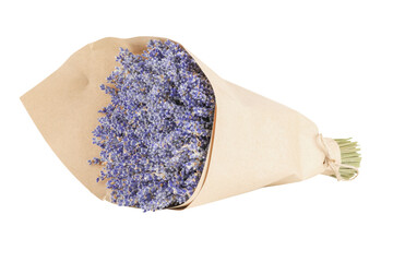 a bouquet of lavender flowers in craft paper