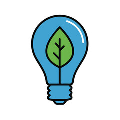 Eco-friendly light bulb with green leaf growth concept energy saving sustainability vector illustration